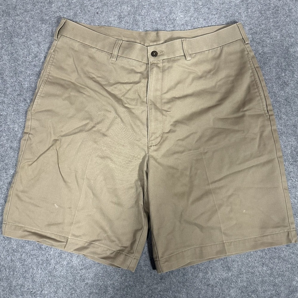 Roundtree & Yorke Easy Care Classic Fit Shorts 36 Khaki Cotton Chino